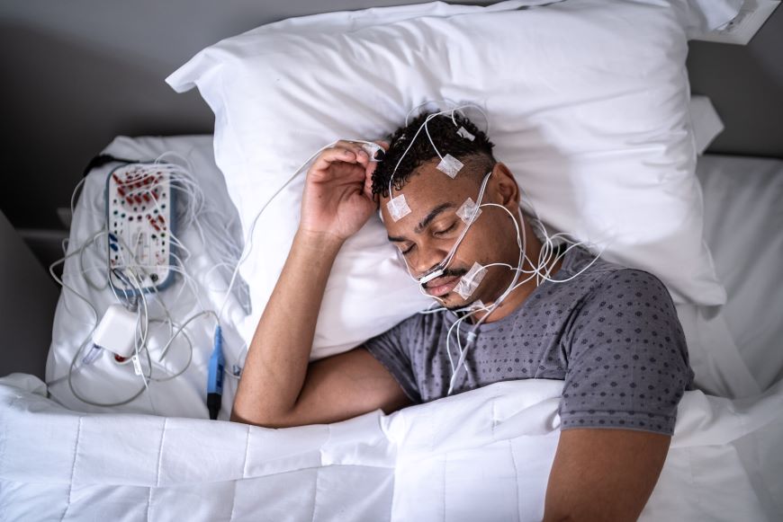 Man undergoing a sleep study